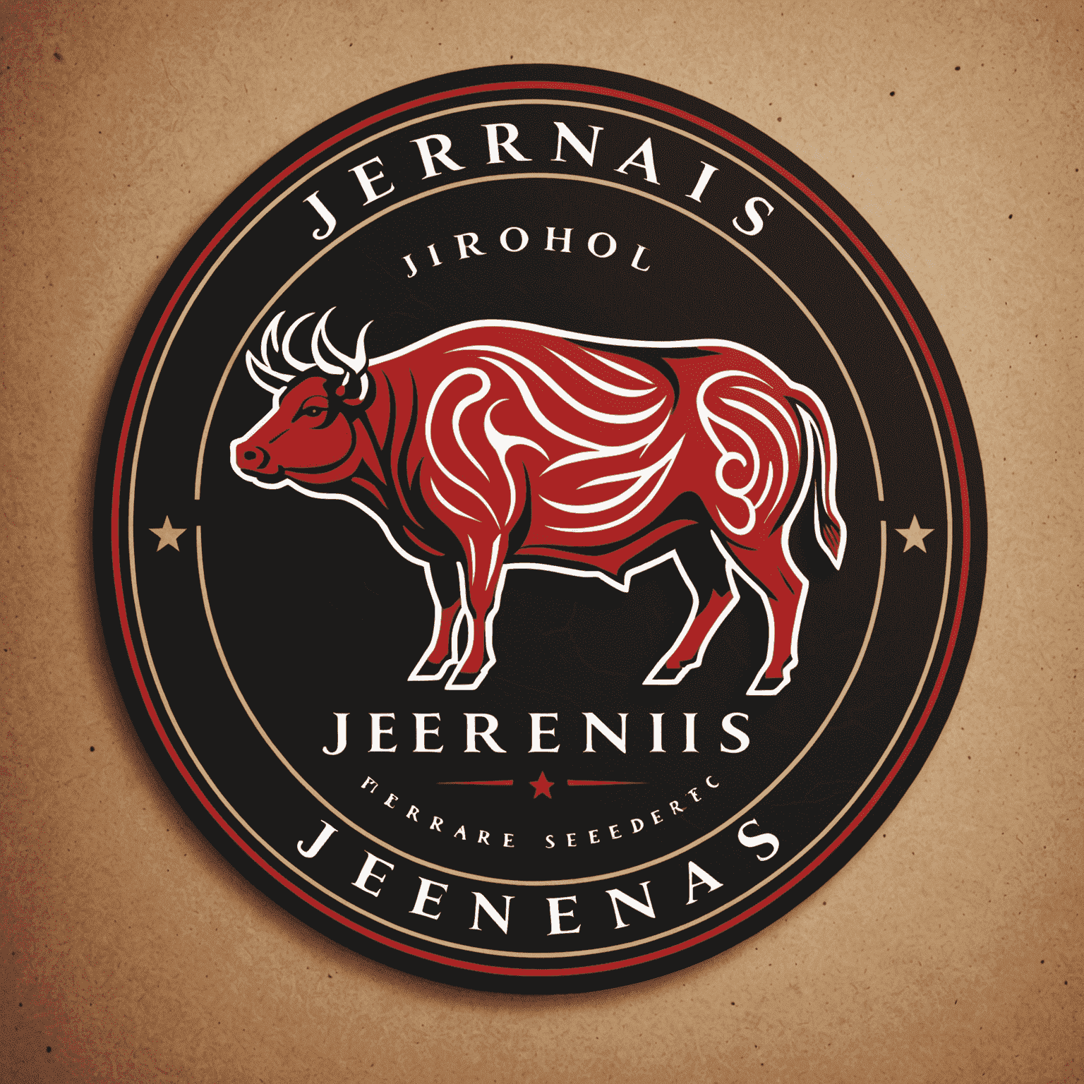 Jerenis logo featuring a stylized meat cut icon in red and black