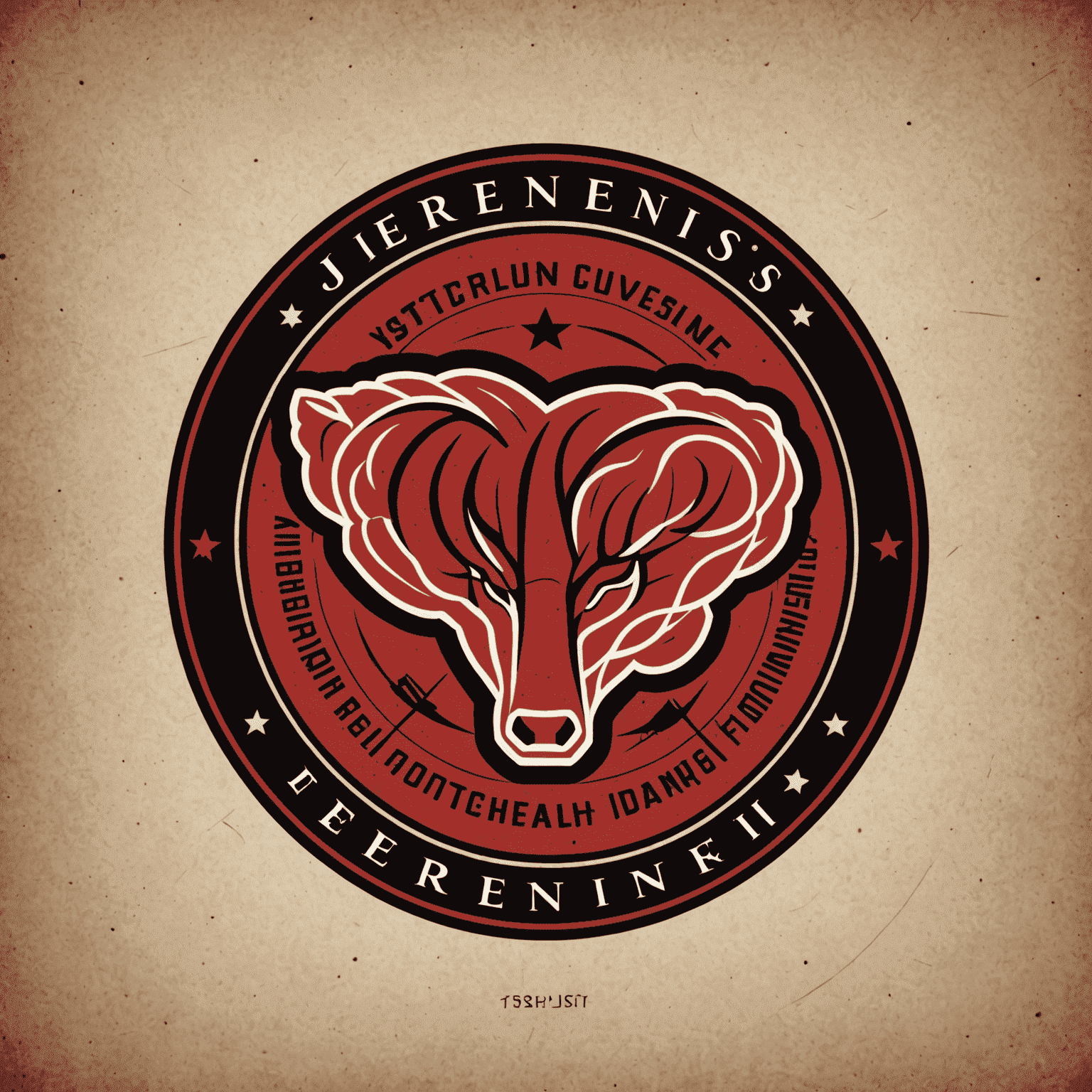 Jerenis logo featuring a stylized meat cut icon in red and black