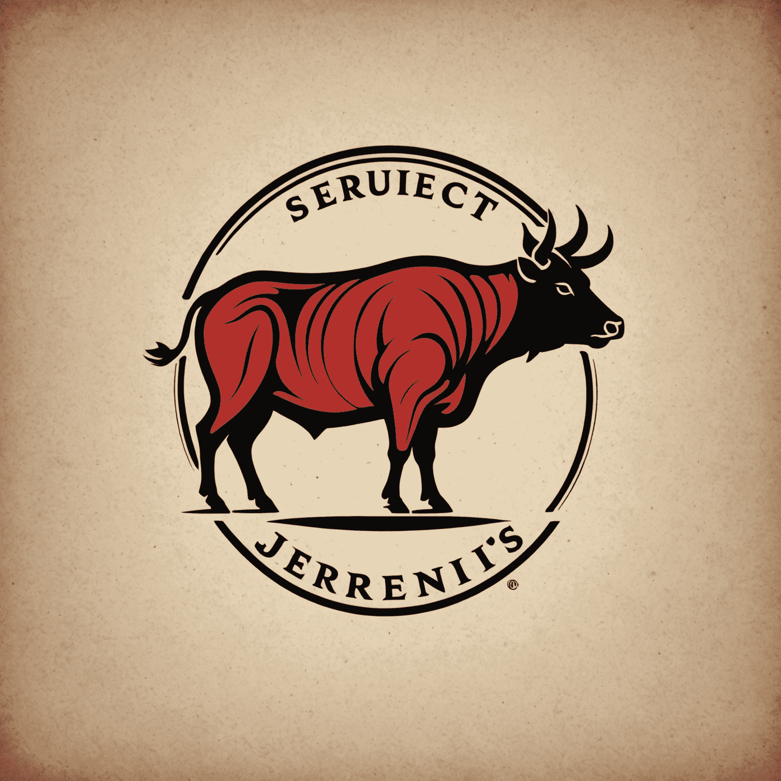 Jerenis logo featuring a stylized meat cut icon in red and black