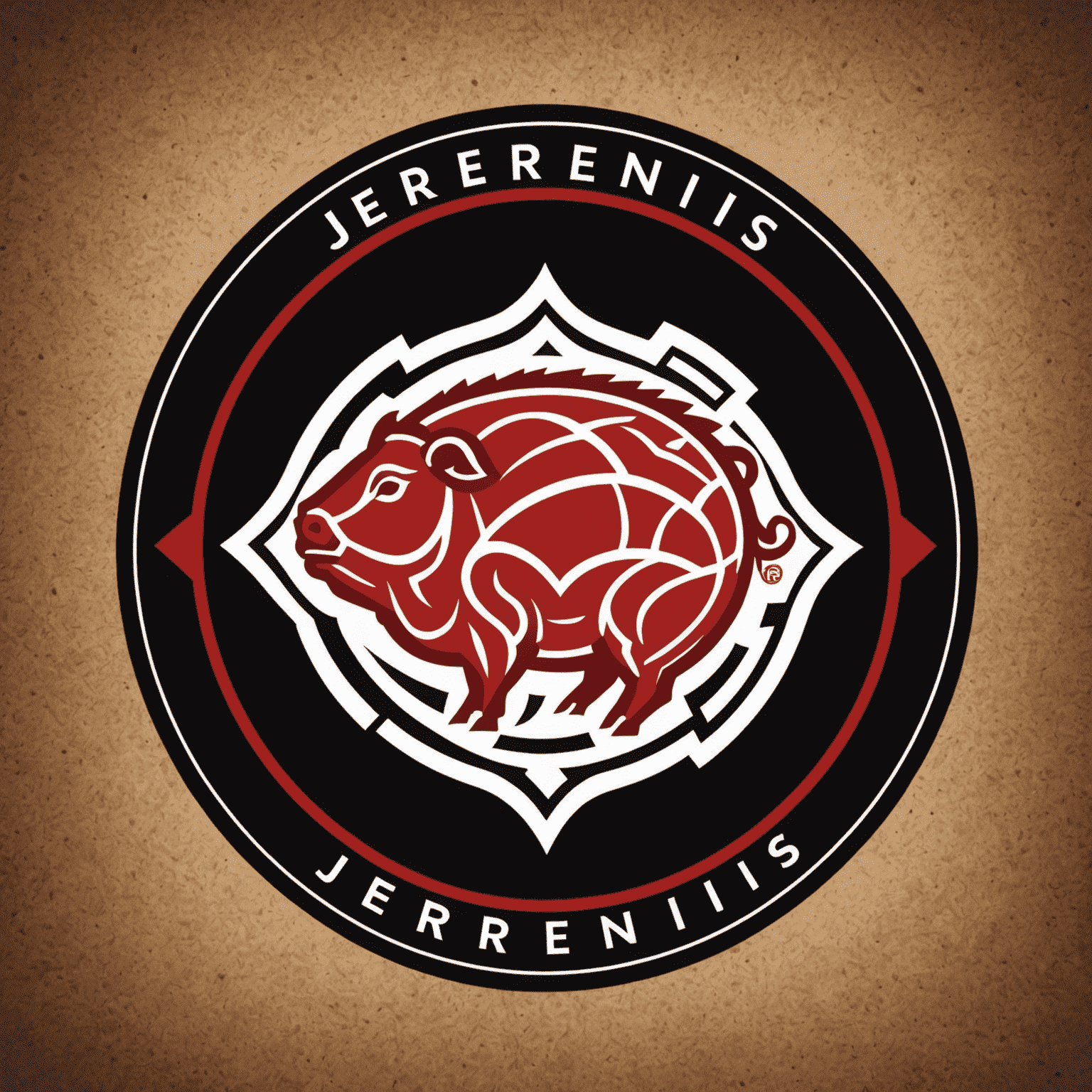 Jerenis logo featuring a stylized meat cut icon in red and black