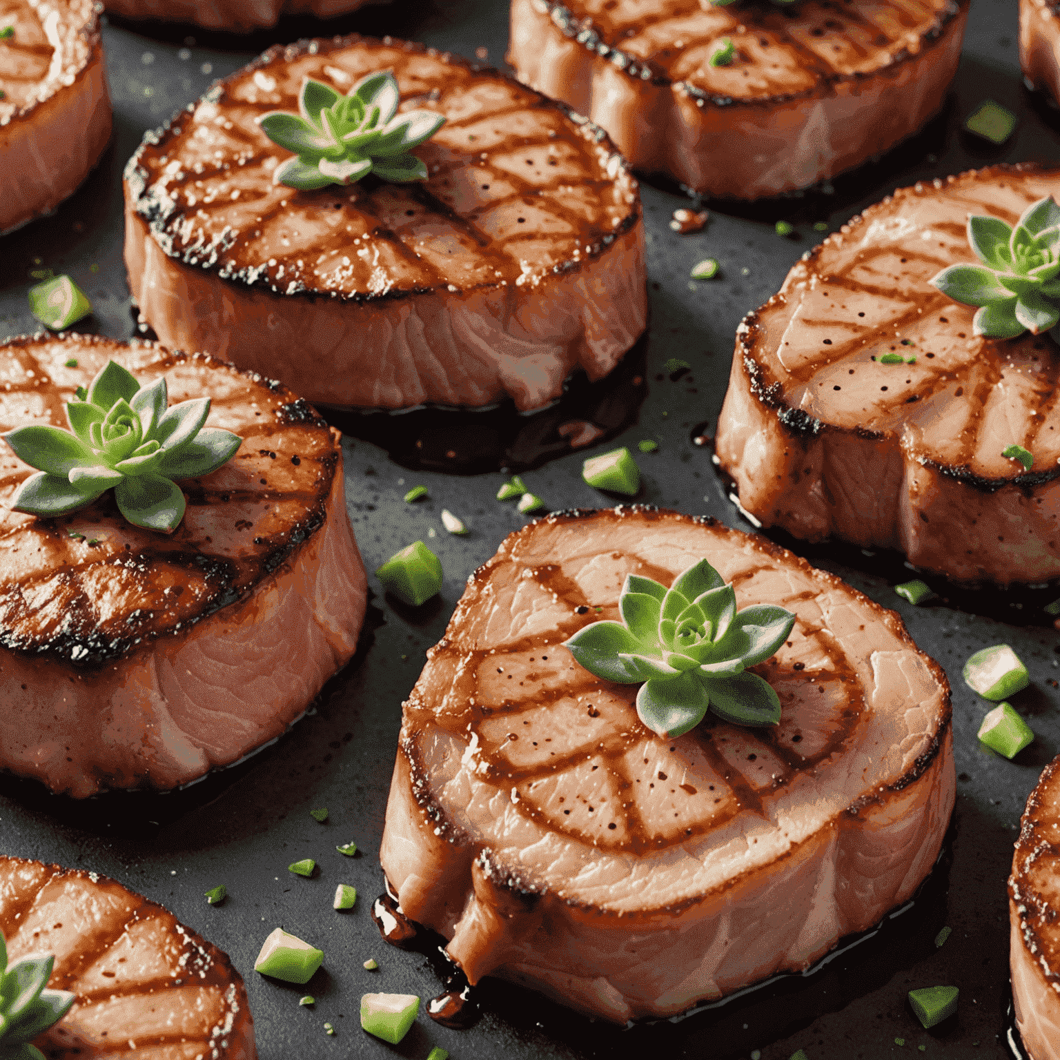 Succulent pork chops with a pinkish hue and a thin layer of fat along the edge